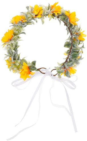 Healvian Sonnenblumen Haarband Kranz Für Damen Blumenhaarschmuck Brautkranz-haarreif Hochzeits-haarschmuck Mit Realistischem Blumenmuster