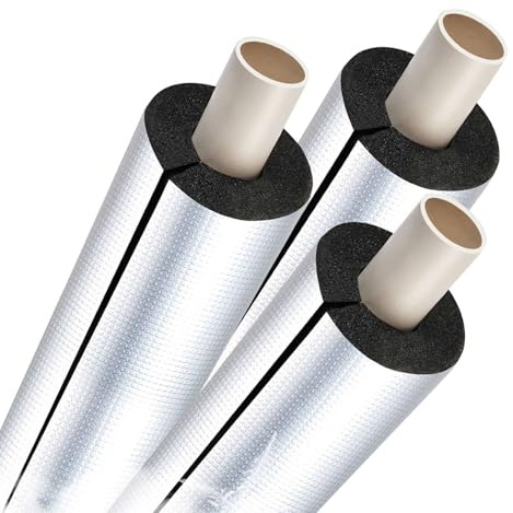 20 mm Wandstärke Rohrisolierung Frostschutz Aluminiumfolien Isolierschlauch ID 15-352.0 mm Selbstklebendes Hitzebewahrung Rohrschale für Solaranlage Warmwasser Heizung wasserdichte(15.0 mm x 20 mm x 9