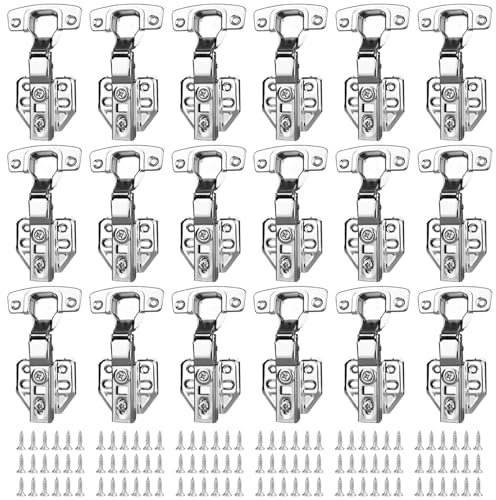18pcs Kitchen Cupboard Hinges Soft Close Hinges Cupboard Hinges Cabinet Hinges Folding Hinges Full Overlay Mute Cabinet Hinges Stainless Steel Kitchen Cupboard Hinges with Screws for BathroomKitchen