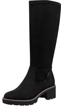 TAMARIS Dam Comfort Long Boot Heel Duo-tex knähöga stövlar, svart, 39 EU, svart, 39 EU