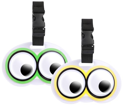 2 Stück Kofferanhänger Koffer,Süßes Augen Gepäckanhänger Kofferanhänger mit Adressschild Gepäckanhänger ID Etikett Gepäck Handtasche Tag Tasche Etiketten Name Adresse Schilder Reisezubehör,Gelb Grün