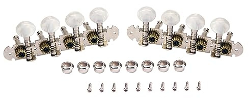 Gc602 2pcs Electric Guitar Machine Heads 4l and 4r round Button | Silver Metal Build, Replacement for Old Tuners, Mandolin-style Peg Set with Fixed-string Function