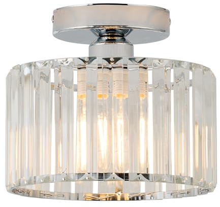 NATUREYL Crystal Ceiling Lights,Chrome Flush Mount Light Fittings Ceilings for Kitchen,Living Room, Bathroom,Bedroom, Hallway