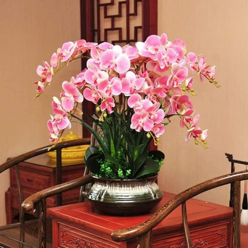 SdaryWare Orchidées artificielles 21,65 Pouces Fleur Artificielle Fleurs de phalaenopsis artificielles en polyuréthane avec Vase en céramique Orchidée Artificielle,