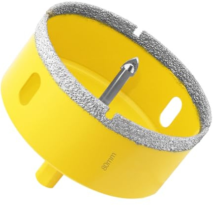 Aohhy 80mm Diamond Hole Saw with Pilot Bit, Professional Vacuum Brazed Diamond Drill Bit for Tile, Porcelain, Glass, Marble, Ceramic