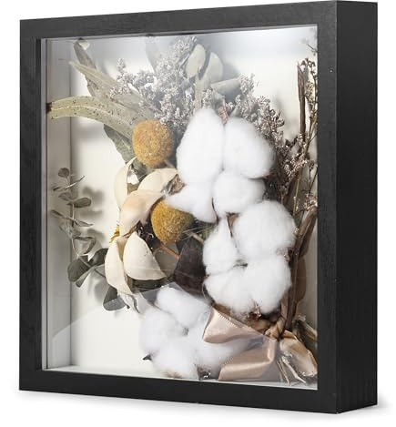 Chumix Marco de Fotos 3D para Rellenar, Marcos con Profundidad, Marco 20x20 El Marco de Fotos Tiene Una Placa de Vidrio, Marco con Profundidad para Decoración, Bricolaje, Ramos, EspecíMenes (Negro)