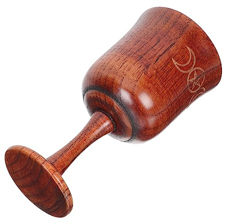 VALICLUD Copa Sagrada De Madera Natural Pentagrama y Tríplice Luna, Utensilio De Sacrificio Religioso, Adorno Artesanal Para Altar y Decoración Espiritual Rituales
