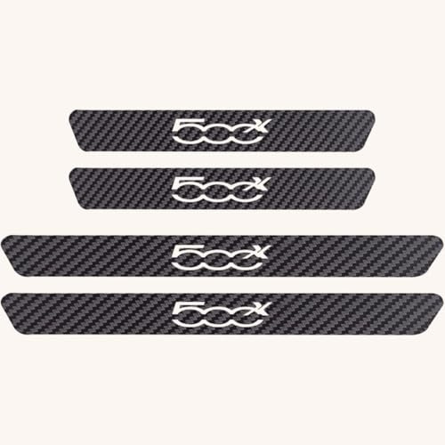 Auto Porta Davanzale Protettore Fibra Di Carbonio Soglia Adesivi 4pcs Per Fiat 500 500c 500l 500x Anti-graffio Soglia Guardia Strisce Interno Facile Installare Ingresso Protezioni Accessori (500x)