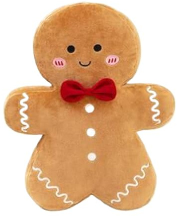 Lebkuchenmann-Plüschtier – weiches, kuscheliges Weihnachtskissen, niedliches Feiertagscharakter-Kissen, gemütlicher dekorativer | Herrlicher festlicher Begleiter für Schlafzimmer, Wohnzimmer, S