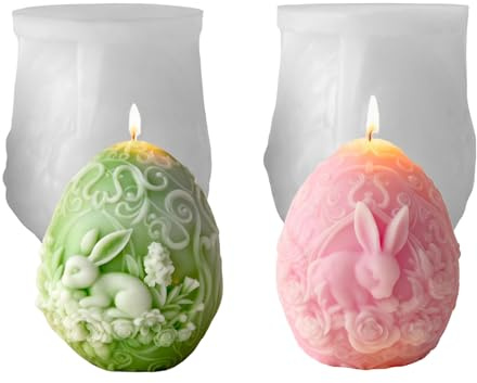 Molde de silicona para huevos de Pascua, 2 unidades, moldes de silicona para Pascua, moldes de escayola para fundir, moldes de silicona para huevos de Pascua, yeso para fundir, molde de primavera para