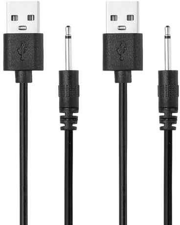 sourcing map 2Pcs 2.6FT DC Charging Cable 5V 1A USB to DC Power Cable Black | 2.5mm Fast Charger Cord Adapter Head Length 16mm for Beauty Equipment Magic Wand Massagers Toys Desk Lamp