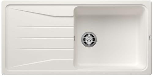 BLANCO SONA XL 6 S | Granitspüle aus SILGRANIT weiß | [100x50x20,2 cm] | für 60 cm breite Unterschränke | Reinigungsfreundliche Öberfläche | Großes Becken | reversibel