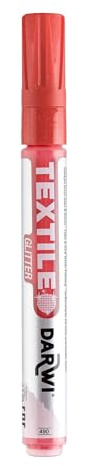DARWI - DA0140013490C - Un Marqueur Pour Tissus Clairs et Foncés finition Pailletée - Pointe 2 MM - Coloris Vermillon - 6 ML - DARWI TEXTILE GLITTER - Peinture Pour Tissus - Loisirs Créatifs