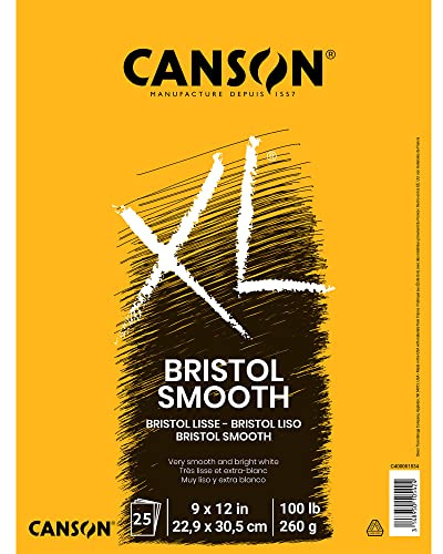 Canson XL Series Bristol Papier, glatt, Faltblock, 22,9 x 30,5 cm, 25 Blatt (260 g) – Künstlerpapier für Erwachsene und Studenten – Marker, Stift und Tinte | Faltblock, 25 Blatt (260 g) Künstlerpapier für Erwachsene und Studenten, für Marker, Stift und Tinte