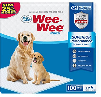 Four Paws Wee-Wee Superior Performance Trainingsunterlagen für Welpen und Hunde, 100 Stück, 56 x 58 cm