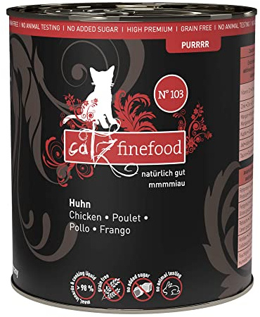 catz finefood Purrrr Huhn Monoprotein Katzenfutter nass N° 103, für ernährungssensible Katzen, 70% Fleischanteil, 6 x 800g Dose