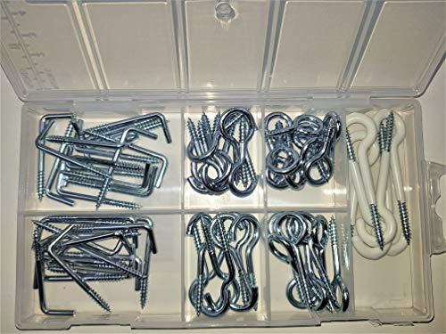 HKB ® SORTIMENT BOX 72 Schraubhaken, Haken, Schrauben, Deckenhaken, Wandhaken, verschiedener Größe und Art