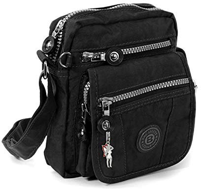 imppac DrachenLeder Damen Herren Umhängetasche Tasche schwarz Nylon 15x8x18 OTJ215S Nylon Umhängetasche