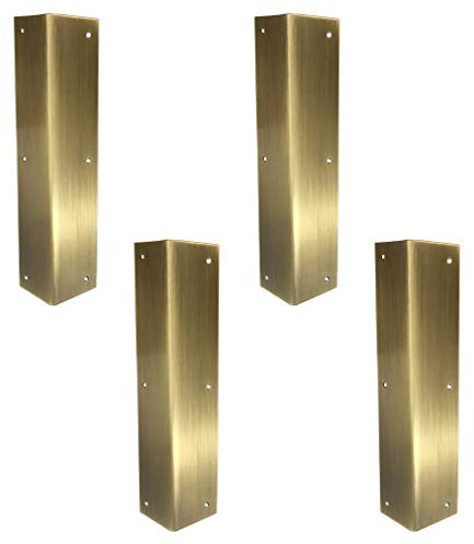 Tiazza 4Pcs Antique Pure Brass Corner Protectors Braces Classical Furniture Tables and Chairs Cabinet Corner Guard (Antique Bronze)