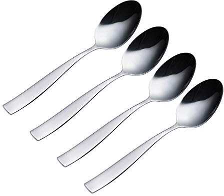 Viners Everyday Purity Dessert Spoons | Set of 4 | Stainless Steel Cutlery | Mirror Polished Finish | Dishwasher Safe | Elegant Everyday Dining