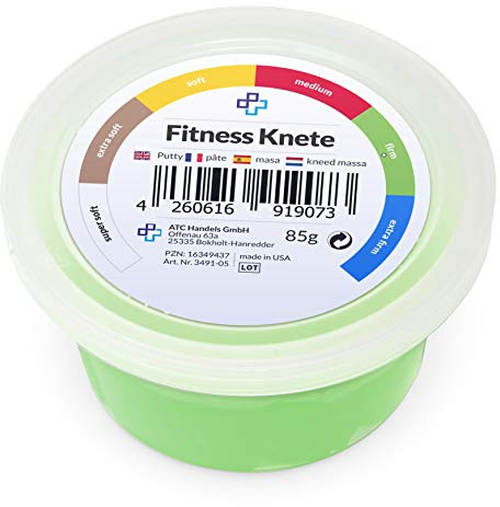 ATC Handels GmbH Plastilina de fitness en 6 diferentes grados de resistencia – para entrenamiento de manos, antiestrés, músculos de la mano, habilidades motoras finas, moldeable, versátil y