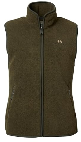 Chevalier Mainstone Fleece Weste Damen – Weiches Fleece, Hoher Kragen mit Kinnschutz – Reißverschlusstaschen vorne, Elastische Abschlüsse – Atmungsaktiv, Wärmend – Skandinavisches Design – Dunkelgrün