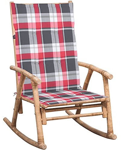 vidaXL Schaukelstuhl mit Auflage Schaukelsessel Gartenstuhl Gartenmöbel Terrasse Sessel Stuhl Relaxstuhl Schwingsessel Innen Außen Bambus
