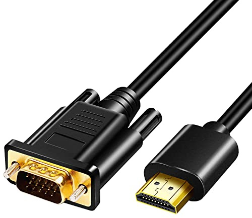 Vergoldeter 1080P aktiver HDMI-auf-VGA-Adapter, 5-m-Kabel für Projektor, Desktop, HDTV, Raspberry Pi, Roku, Xbox