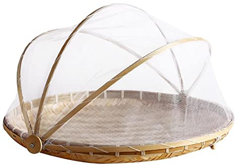 Cloches Alimentaires Nourriture tissée à la main servir la tente panier plateau fruit pain de pâtisserie panier panier pique-nique pique-nique maille maille couverture Cloche a Gateau ( Color : A )