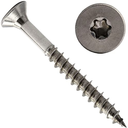 OPIOL QUALITY® Spanplattenschrauben mit Senkkopf und Innensechsrund 6x120 mm aus Edelstahl A2 V2A (40 Stück) Teilgewinde Holzschrauben Universalschrauben Universal