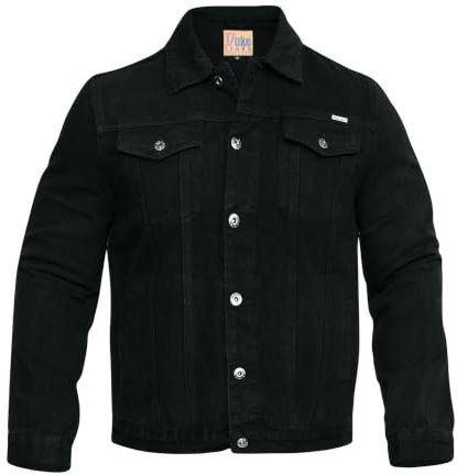 Duke D555 Mens Trucker Western Style Denim Jacket - Black - XL