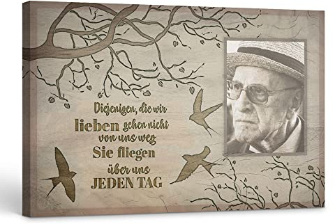 Deutsam Personalisierte Leinwand Über uns - Trauer Andenken an verstorbene geliebte Menschen Andenken Oma Opa Mama Papa Geschenk Erinnerung mit eigenem Foto