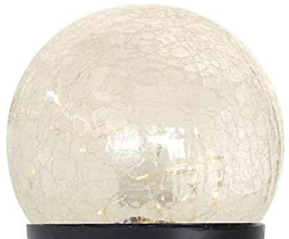 Spetebo Kleine LED Solar Glaskugel aus Crackle Glas - 8 cm - Kugelleuchte mit 10 LED in warm weiß - Garten Balkon Terrasse Deko Bruchglas Kugel Lampe Beleuchtung
