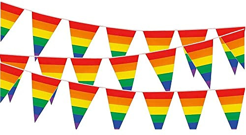 Drapeau Arc-en-Ciel Hillylolly - Fierté LGBT, Rainbow Flag Gay Pride, Guirlande Fanions Arc en Ciel aux Intempéries, Gay Pride Drapeau, Célébration Fête, Décoration de Défilé Gay (F-8 mètres)