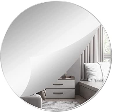 ZESABGE Spiegel Rund Acrylic 20cm Abnehmbarer Spiegelfliesen Selbstklebend,DIY Wandspiegel Dekospiegel,für Zuhause,Schlafzimmer,Wohnzimmer,Heimdekoration