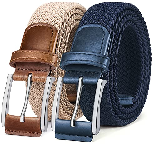 BULLIANT Elastischer Flechtgürtel 2er, Gürtel Herren 35mm | Herren & Damen Geflochten Stretch Golf Stoffgürtel