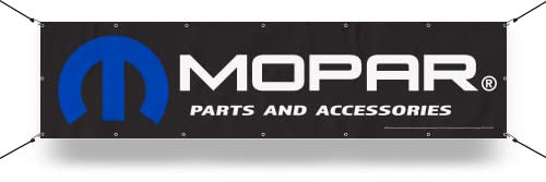 Mopar Parts & Accessories Logo Heavy Duty Long Vinyl Banner mit Messing Hängeösen | Made in Detroit (61 x 243,8 cm)