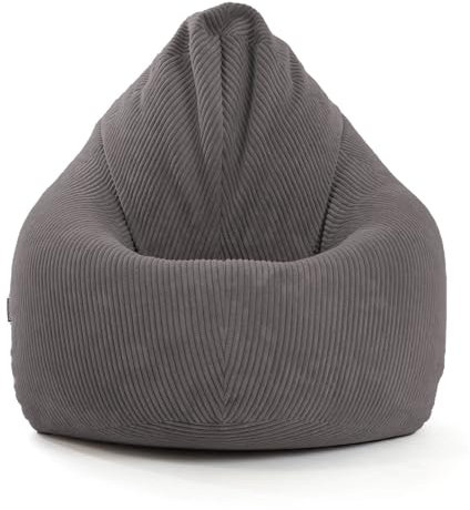 mokebo® Sitzsack Cord XXL für Kinder & Erwachsene in Anthrazit 'Der Tagträumer', Indoor Bean Bag mit EPS-Perlen Füllung, Bodenkissen kuschelig & weich, Sitzkissen, Liegekissen, Relaxliege drinnen