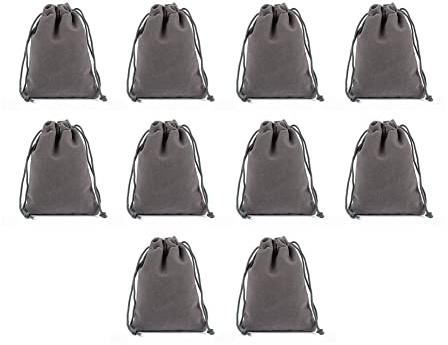 SHTGOI 10 Stück Samtbeutel 15 x 20 cm Samt-Schmuckbeutel Samtsäckchen mit Kordelzug Schmuck Aufbewahrung Beutel Süßigkeitenbeutel Geschenktüten für Hochzeit Weihnachten Party Grau