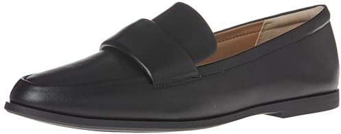 Amazon Essentials Damen Loafer mit weicher Mokassin-Zehenpartie, Schwarz Kunstleder, 43 EU