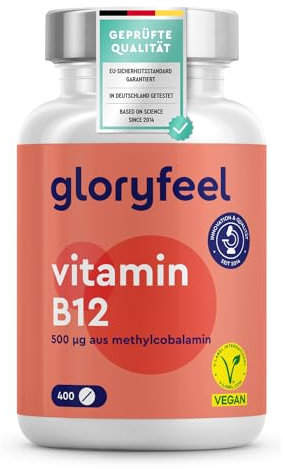 Vitamin B12 Vegan - 400 Tabletten (+1 Jahr) - 500µg B12 Methylcobalamin - Gegen Müdigkeit und Erschöpfung* - Hochdosiert, laborgeprüft, ohne Zusätze & Folat in Deutschland hergestellt