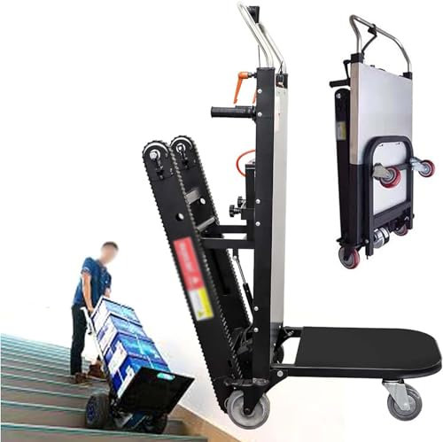 MAYFABD Elektrischer Treppensteiger Klappbar Sackkarre Mit Teleskopstiel Treppen Rauf Runter 80 Stockwerke 400 Kg Tragkraft 48 V 42 Ah Elektro-Sackkarre