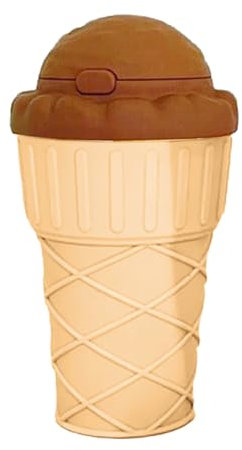NLDGR Bicchiere di Plastica a Forma di Cono Gelato, Bicchieri Riutilizzabili da 500 Ml con Coperchi e Cannucce, Bicchieri da caffè Ghiacciato Isolati Premium, Bicchieri di Plastica