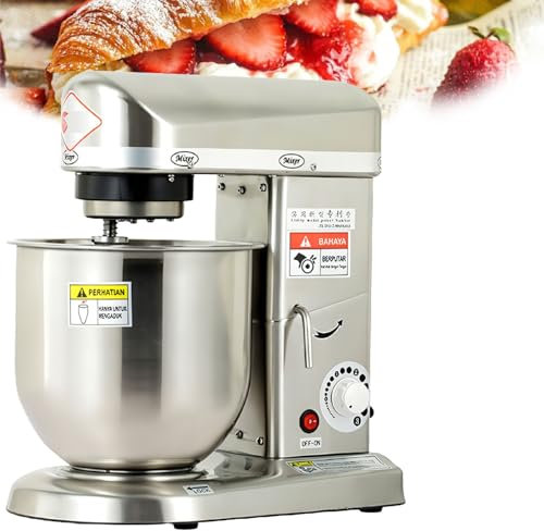 LFfwynog Robot da Cucina, sbattitore Elettrico da Cucina, con Ganci per impastare Lavabili in lavastoviglie, fruste Piatte, Frusta a Filo e Accessori per la Protezione dal versamento,Metallic-C(10L)