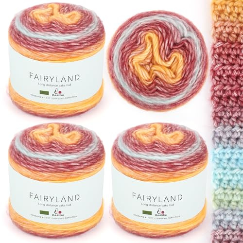 Aeelike 400g Farbverlaufsgarn Garn zum Häkeln, Acrylwolle Violett-Gelb