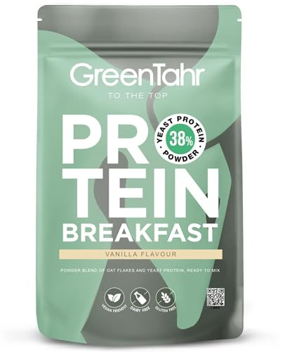 Green Tahr Colazione Proteica Vegana Protein Shake Breakfast Vaniglia 1 Kg. Preparato per Shake con Avena, 38% Proteine di Lievito Nutrizionale, Senza Glutine