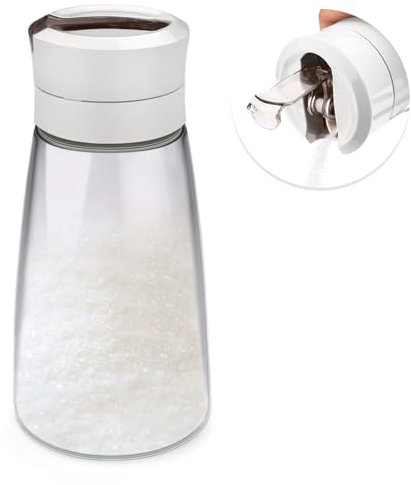 Modixun Glaszuckerspender mit automatischem Klappausguss, beschwerter Ausgießer, Zuckerbehälter, 420 ml, Zuckerdose, Streuglas, Salzdose, Kaffee-Bar-Zubehör, 1 Packung