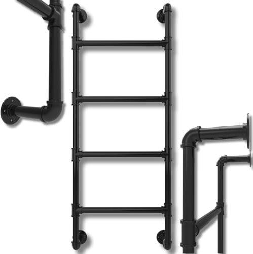 4-Rung Wall Fixed Ladder - Basement Window Well Egress Exit Ladders - Metal 4 StepLadder for RV Attic Bunk Bed - Wall-Mounted Ladders 4-Rungs - Hooked Ladder - Certificate