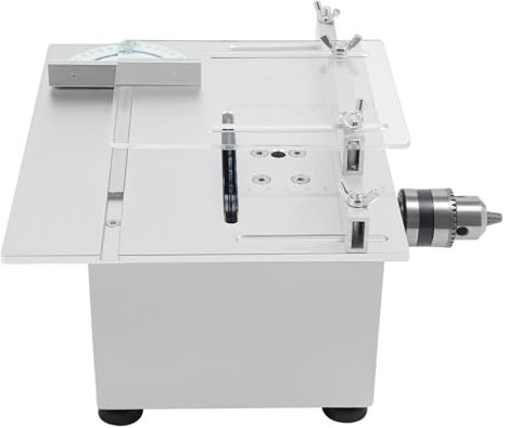 T6 Scie circulaire de table faite à la main - Pour le travail du bois - 96 W - Mini scie circulaire de table à vitesse variable - 7 vitesses réglables - Moteur CC avec fil de cuivre pur