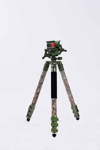 BOG DeathGrips Realtree Excape - Trípode de camuflaje con marco de aluminio duradero, diseño ligero y estable, nivel de burbuja, patas ajustables y funcionamiento manos libres para caza, tiro y al